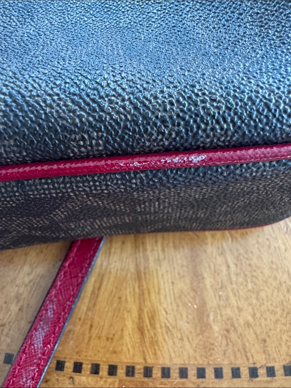 Michael Kors Black Pebbled Leather Messenger with Burgundy Trim - Picture 7 of 7
